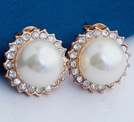 

hj 00454 Unique Wedding Jewelry18K Rose Gold Filled Pearl Stud Earring