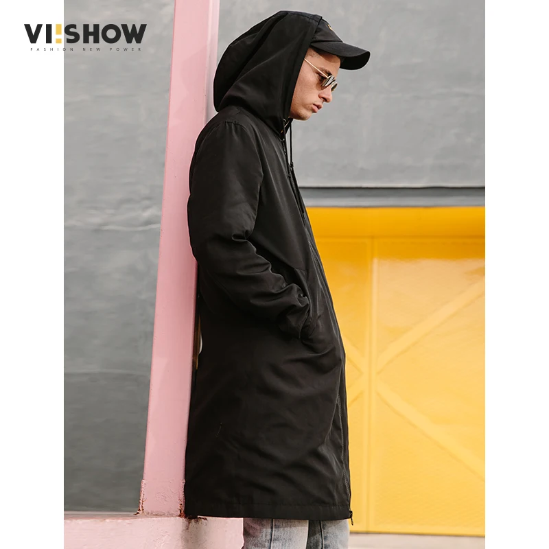VIISHOW новинка 2018 Весенняя длинная куртка пальто Мужская брендовая одежда модная