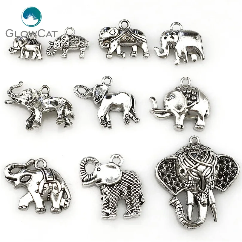 MIX 10pcs/lot Vintage Silver Zinc Alloy Elephant Hindu deities Jewelry Finding Making 22400 | Украшения и аксессуары