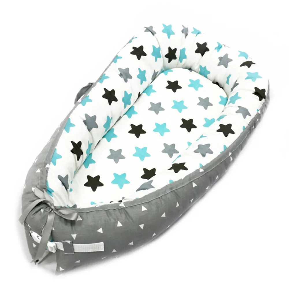 Newborn Baby Portable Removable And Washable Crib Travel Bed Star Dot Flower Printing Nest Bed Cotton Travel Bed For Children