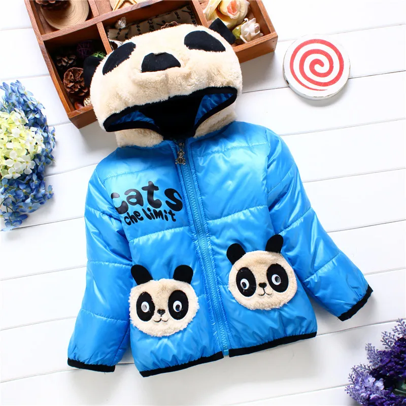 Куртка для маленьких девочек и мальчиков; зимнее теплое плотное хлопковое Детское пальто с капюшоном и рисунком панды; Красивая верхняя одежда для детей; одежда для детей