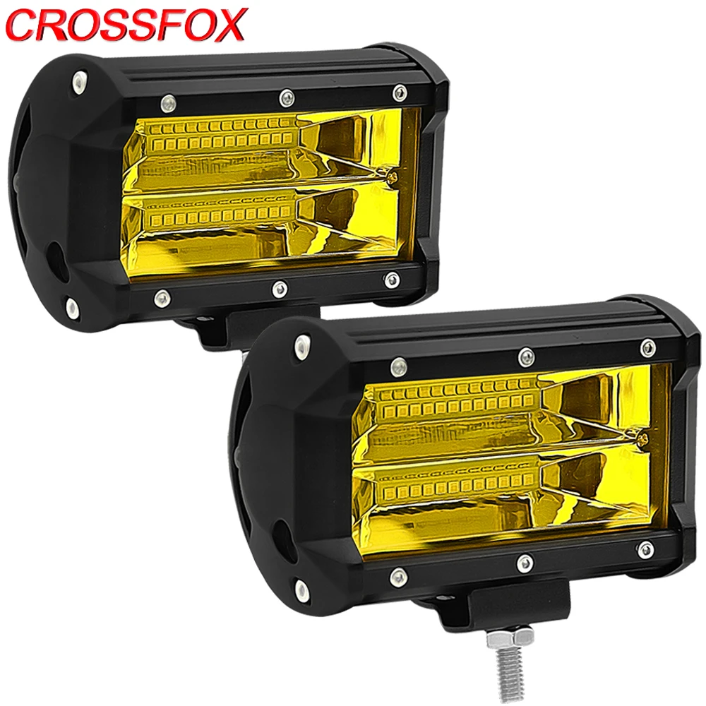 Kopen Mistlamp 2 Stuks Gele Led Bar Rijden Lamp Offroad Werk Licht Bar Waterdicht IP67 Voor Jeep ATV Auto SUV motorfiets Truck 12 V 24 V
