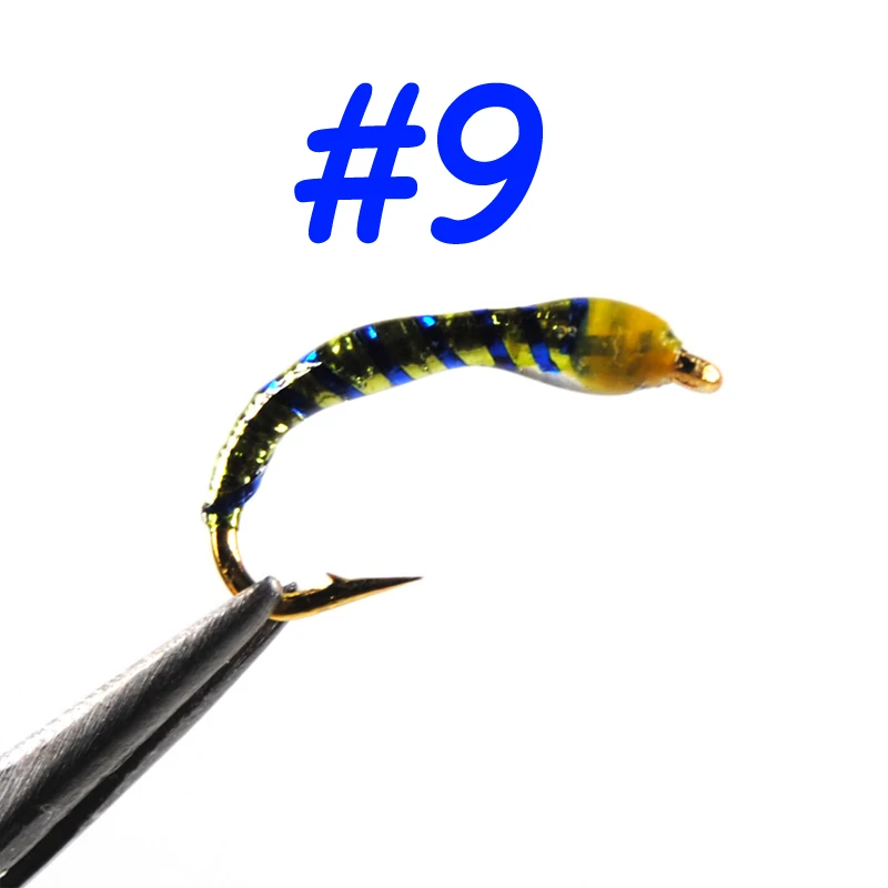 Bimoo 6 шт. Nymph Fly рыболовные приманки Крючки Размер 14 зуммер Midge рыболовные аксессуары - Цвет: color 9