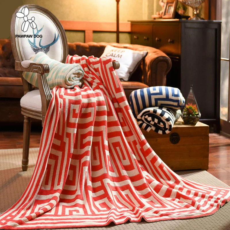 

Plaid Coberto Blanket Knitting Cotton Blankets Throws on Sofa Bed Plane Travel Plaids bedspread double striped hot thread towel