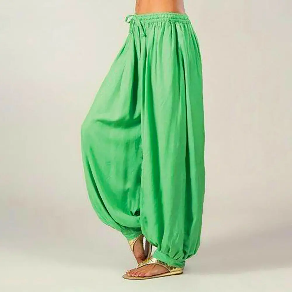 Шаровары для мужчин и женщин, хлопковые мешковатые штаны для мужчин и женщин, индийские брюки Аладдина, хлопковые шаровары - Цвет: Зеленый