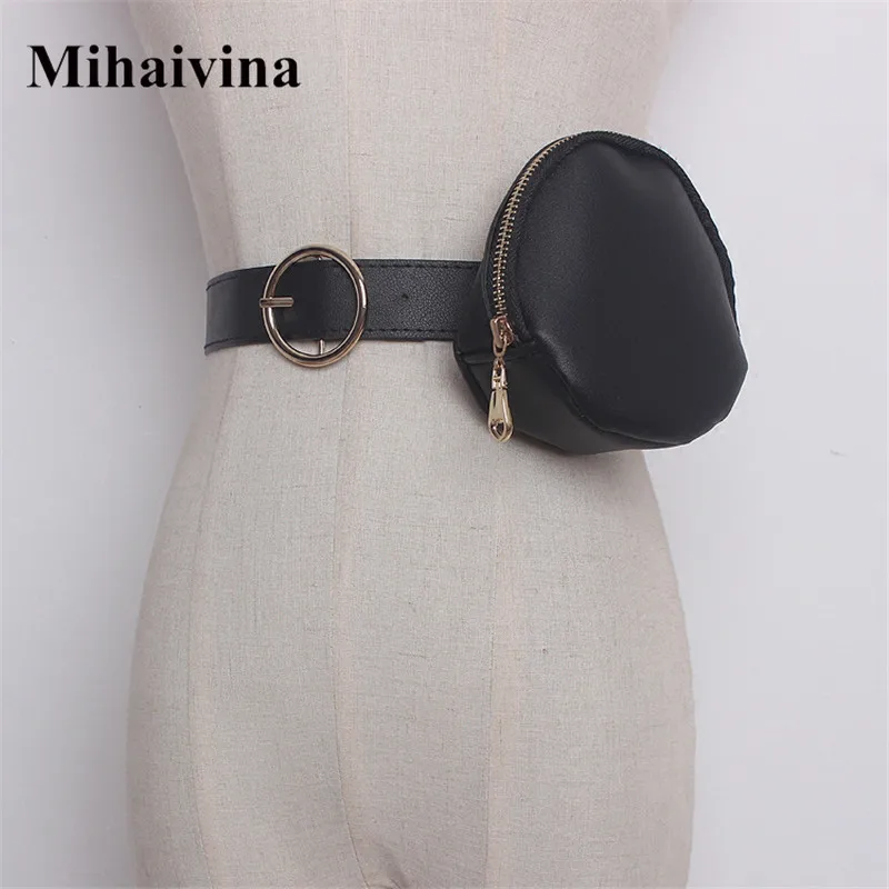 

Mihaivina Round Women Waist Packs Casual Simple Female Chest Bag Multifunction Waist Belt Bags Mini Bag Wallet Tide All-match