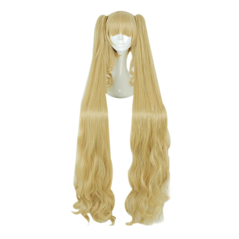 

MCOSER 120cm Long straight Synthetic blond Color Cosplay Costume Wig+2 ponytails 100% High Temperature Fiber Hair 666A