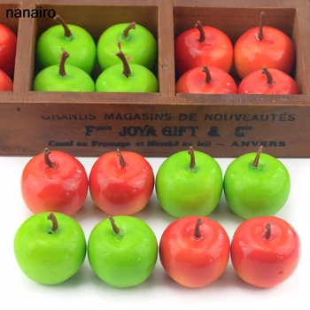 미니 인공 녹색 사과 아주 작은 사과 거품 플라스틱 가짜 인공 과일 모델 파티 주방 웨딩 장식, 50 개