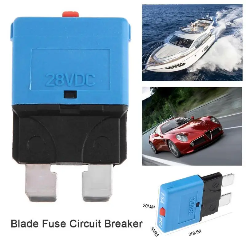 

VODOOL DC28V 15A Manual Reset Circuit Breaker Blade Fuse for Car Truck Boat Marine Automatic Reset Circuit Breaker Blade Fuse