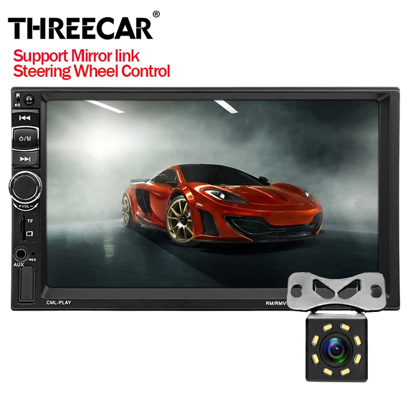 

7 inch Bluetooth touch screen car radio AUX IN USB TF MP5 android phone mirroring stereo with rear camera Steering Wheel Control