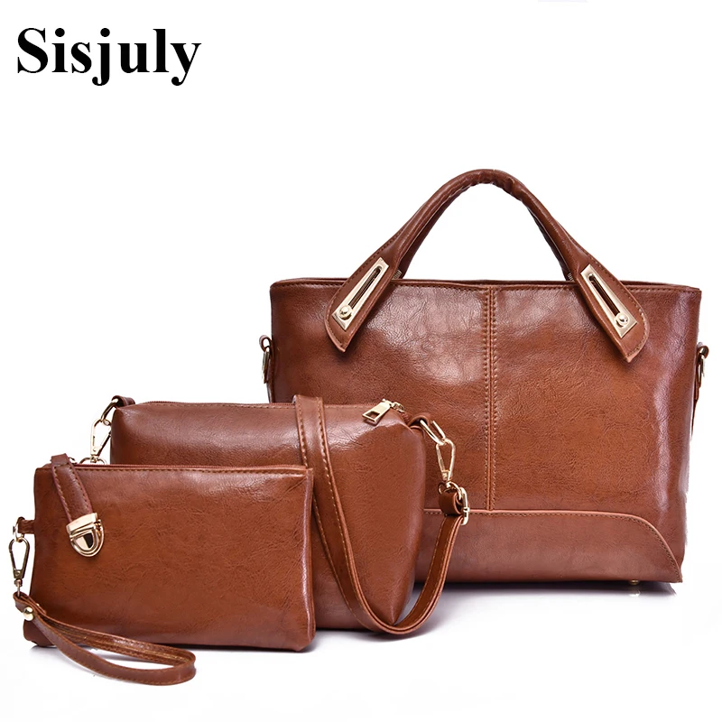 

Vfemage New 3pc set Handbags Women Leather Bags Designer 2018 Retro Ladies Tote Bag Crossbody Bag for Women Purse and Clutch Sac