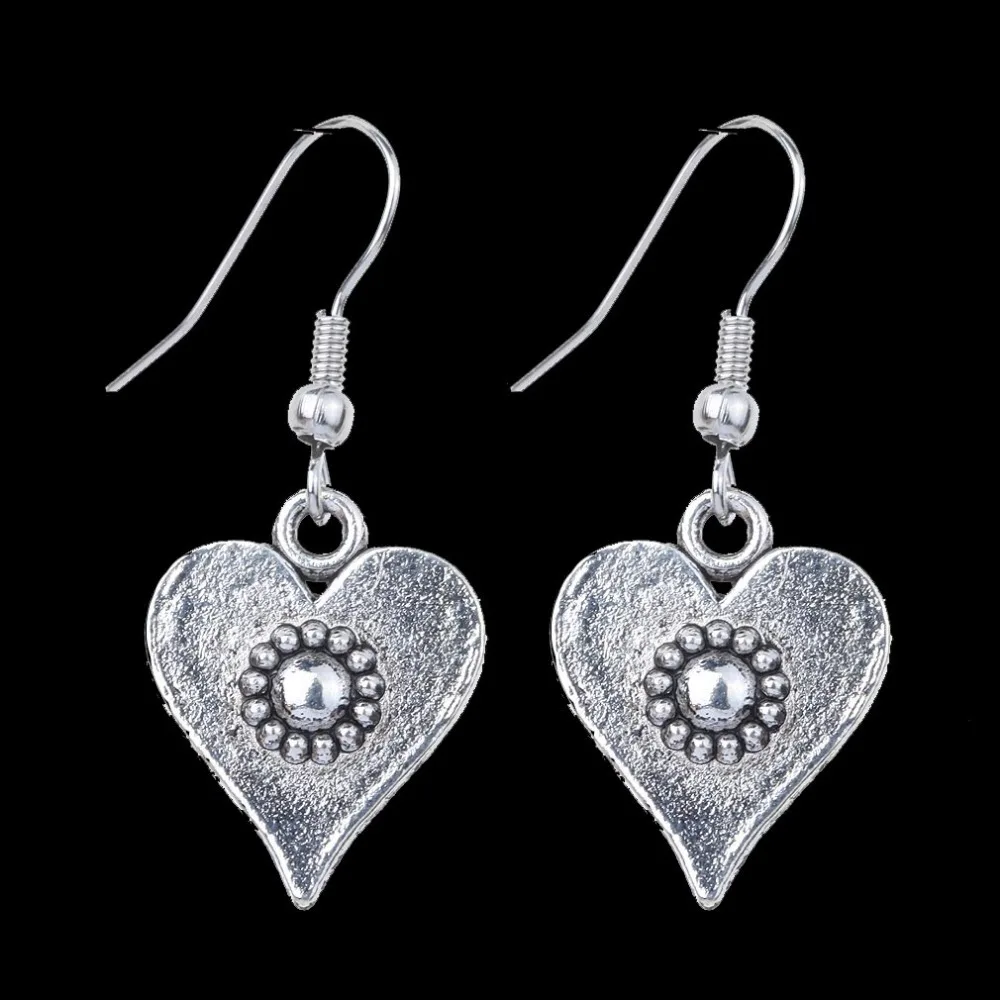 

New Arrival Women Tibetan Silver Heart Shape Alloy Jewelry Hook Dangle Earrings