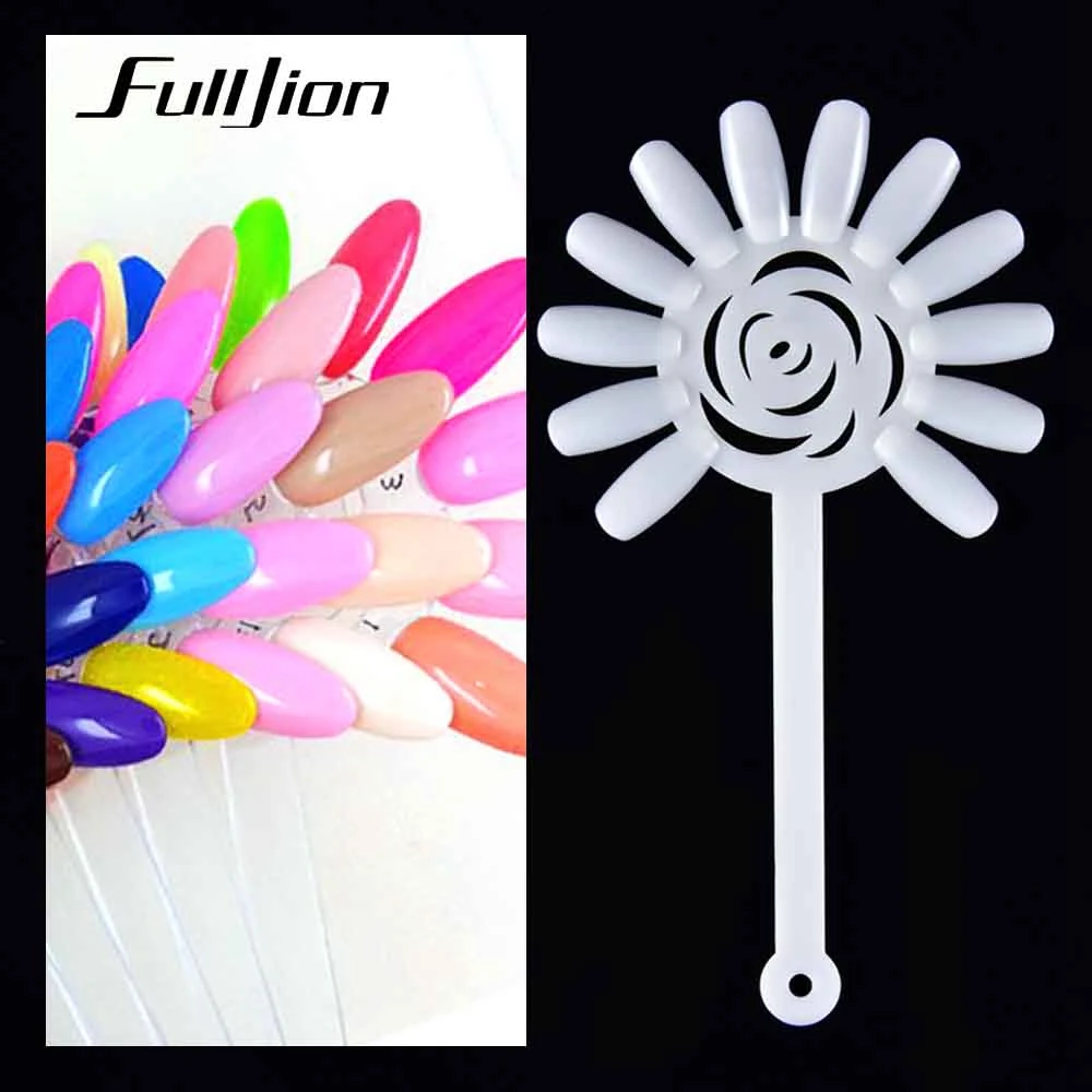 Fulljion 10Pcs False Nails Art Tips Buckle Color Card Nail Art Practice