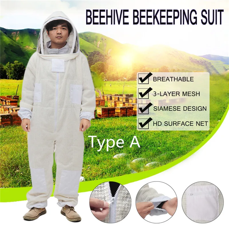 3 слоя всего тела защитный костюм пчеловода вуаль капюшон шляпа одежда куртка защита для Пчеловодство костюм пчеловоды пчелы костюм оборудование