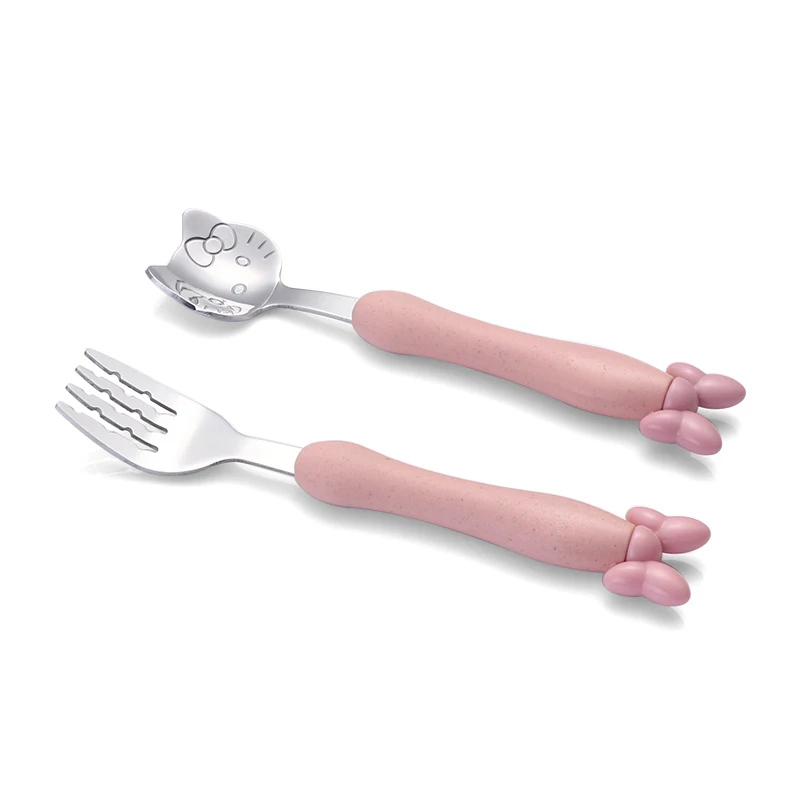 

1 Set Cute Cartoon Kids Children Learning Training Chopsticks 304 Stainless Steel Chop Sticks With Spoon For Child Enlightenment