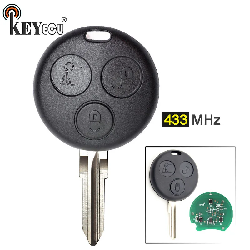 Запасной дистанционный ключ KEYECU для Benz Smart Fortwo Forfour City Coupe Passion Roadster 433 2000 1x / 2x/5x2006