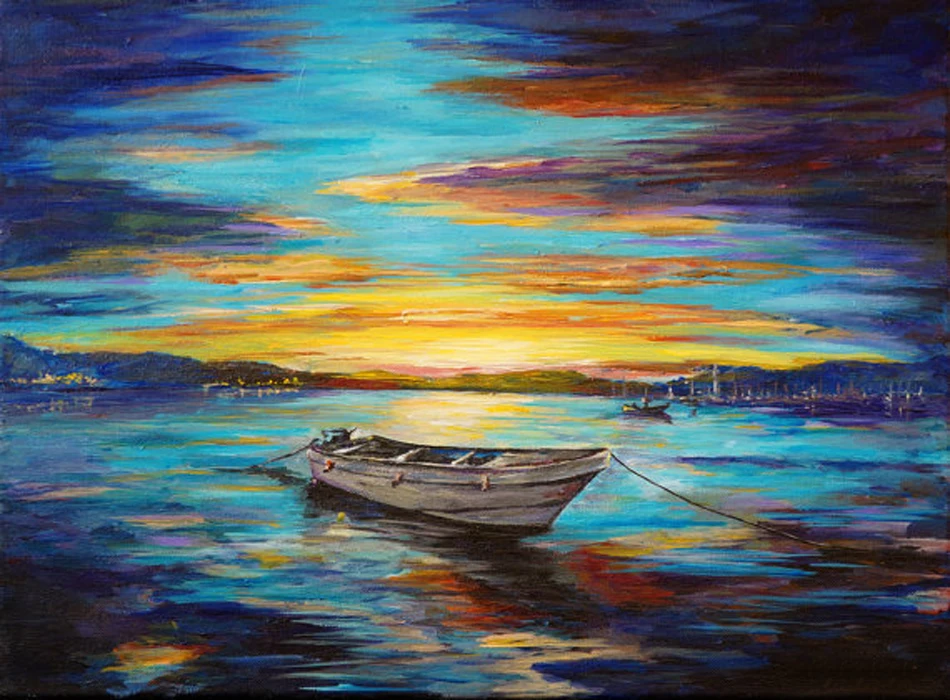 Professional Factory Wholesale High Quality Hand Painted Abstract Landscape Single Boat At Middle Sea Oil Painting On Canvas Painting Life Painting Gouachepainting Murals On Canvas Aliexpress