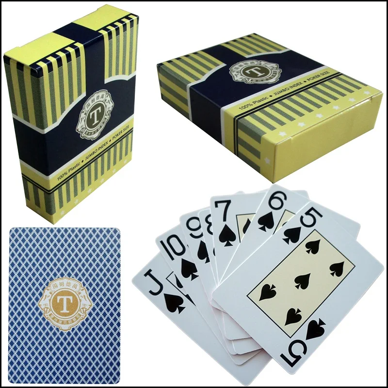 

Texas Poker Set Blue Plastic Playing Card Adult Playing Cards Waterproof Playing Cards 54 Card Poker Entertainment Board Games