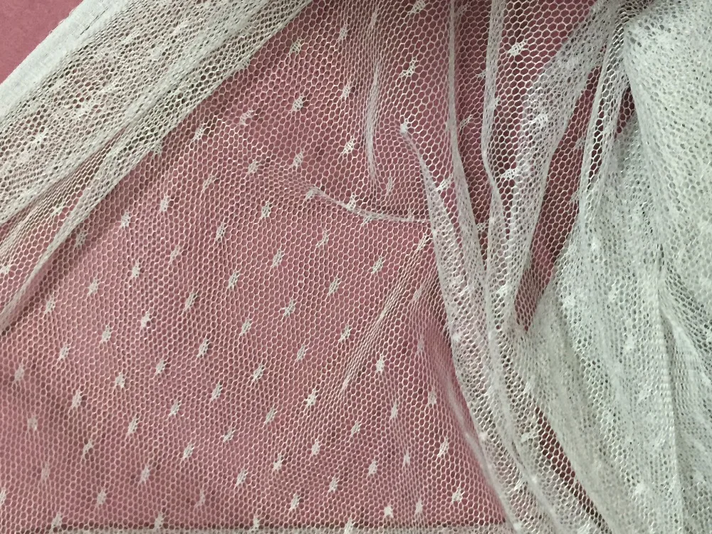 light gray mesh net fabric soft gauze polka dot 67" 170cm width 10yard