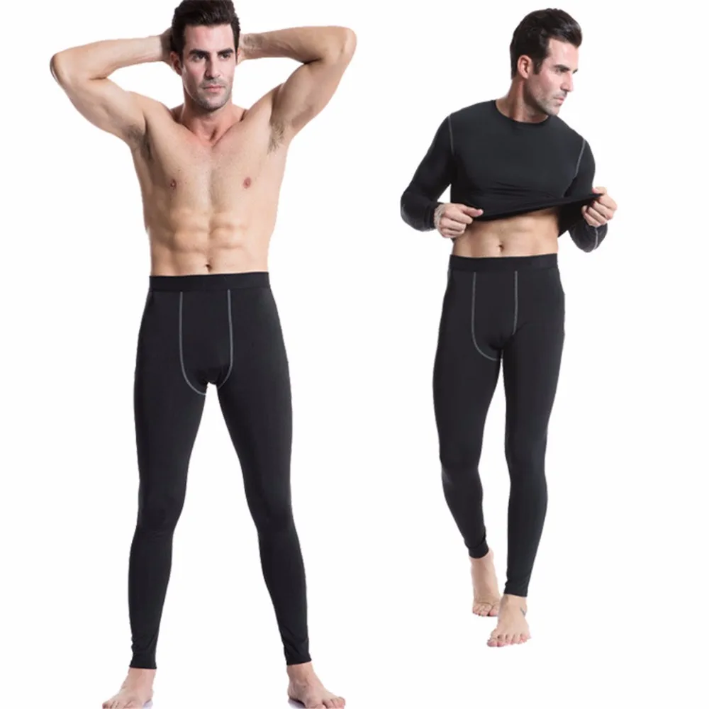 

Men Sportswear Suit Compression Shirts Pants Base Fitness Sets Long Sleeve 15 color Tracksuits Solid color Full Compression Sets