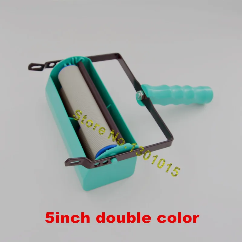 

Wall decoration painting tools apply to 5" 3D rubber pattern painting roller, handle grip with double colors painting tanks