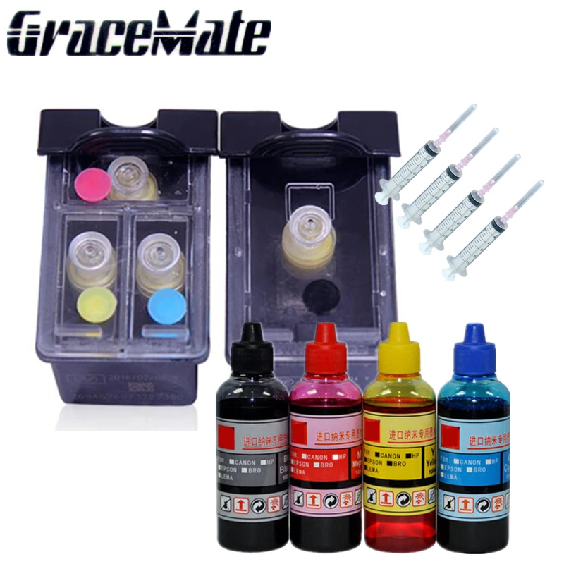 

Refillable ink cartridge replacement for HP 129 135 C9364HE C8766HE + 400ml dye ink refill ink , Free shipping