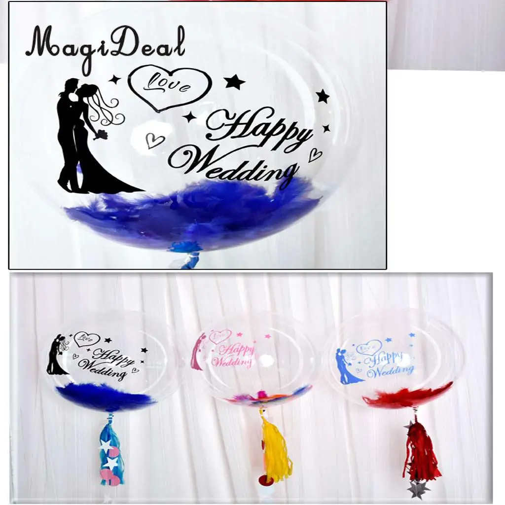 Romantic Happy Wedding Stickers Decal Jumbo Clear Bobo Balloons DIY Decorations