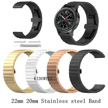 

20mm 22mm Width Stainless Steel Band for Samsung Gear Sport S2 S3 Galaxy 42mm 46mm Watch Strap Metal Wristband