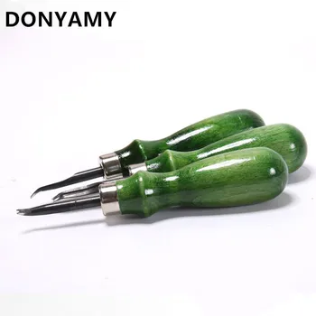 

DONYAMY 1PCS Leather Edge Skiving Beveling Wooden Handle Craft DIY Cutting Tool Kit