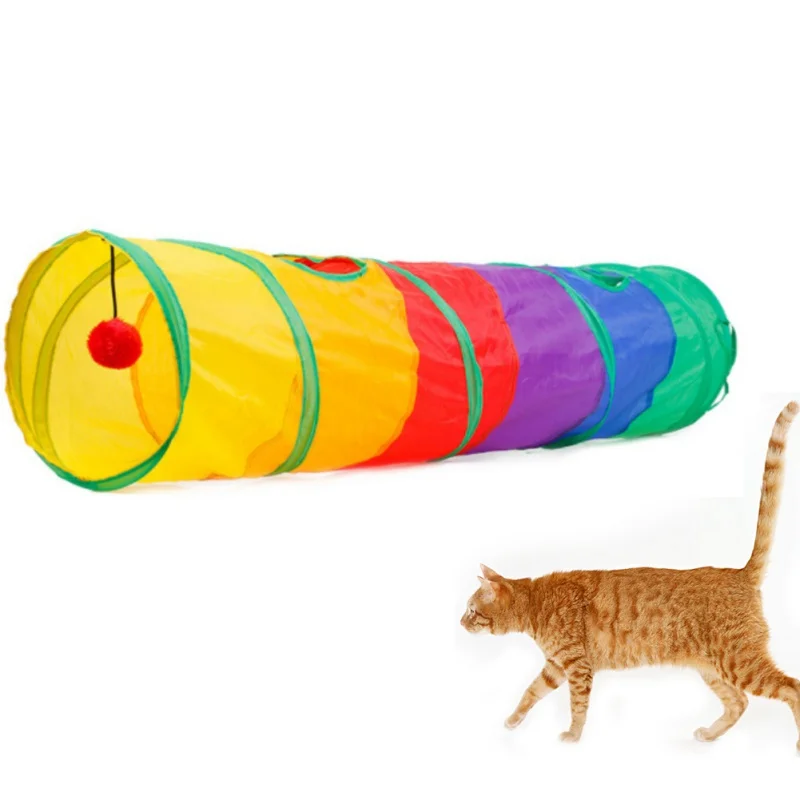 Cats Toy Foldable Tube Shape Extendible Stable Elastic Small Ball Pet Educational Play Toys For