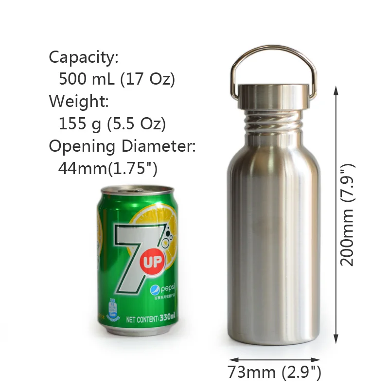 Матовая фляжка из нержавеющей стали, Спортивная бутылка для воды с рукавом для путешествий, кемпинга, пеших прогулок, велоспорта, рыбалки, йоги, 500 мл, 17 унций