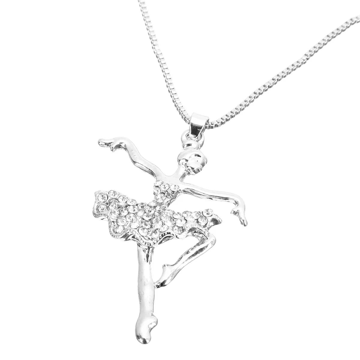 Chic Ballet Dancer Girl Long Chain Necklace For Women Crystal Pendant Necklace Charming Fashion Jewelry Birthday Gift for Girls