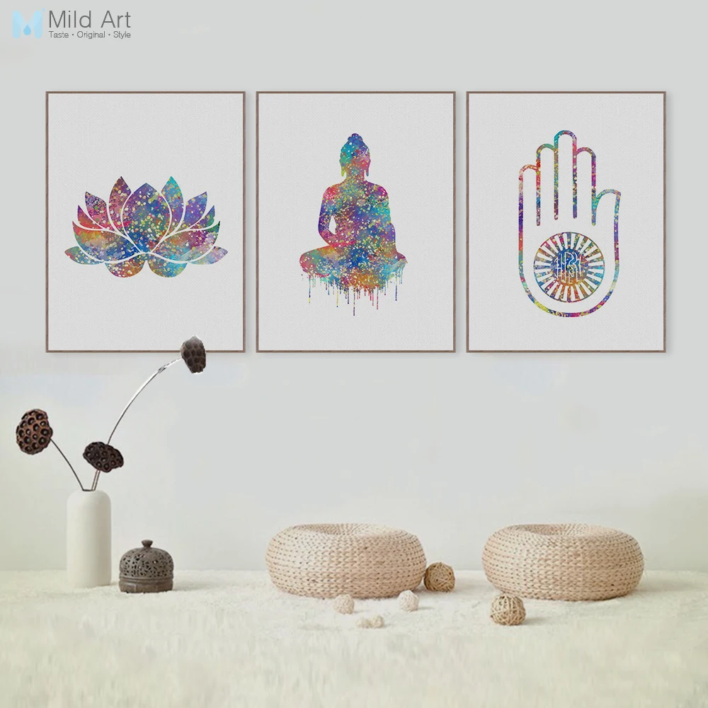 

Abstract Watercolor Buddha Zen Lotus Wall Art Canvas Paintings Pictures For Living Room Home Decor Modern Posters And Prints
