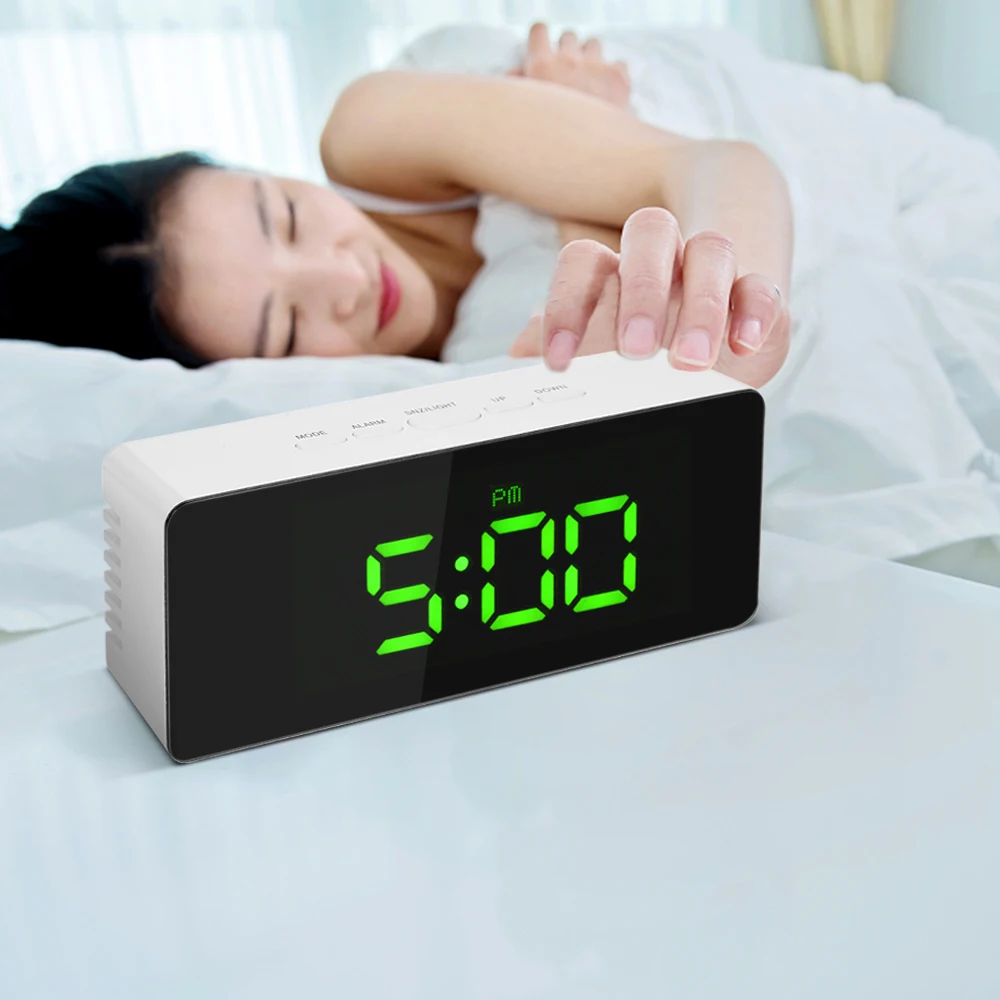 Digital Alarm Clock LED Indoor Thermometer Adjustable Luminance Table Desktop Smart Snooze Function | Дом и сад