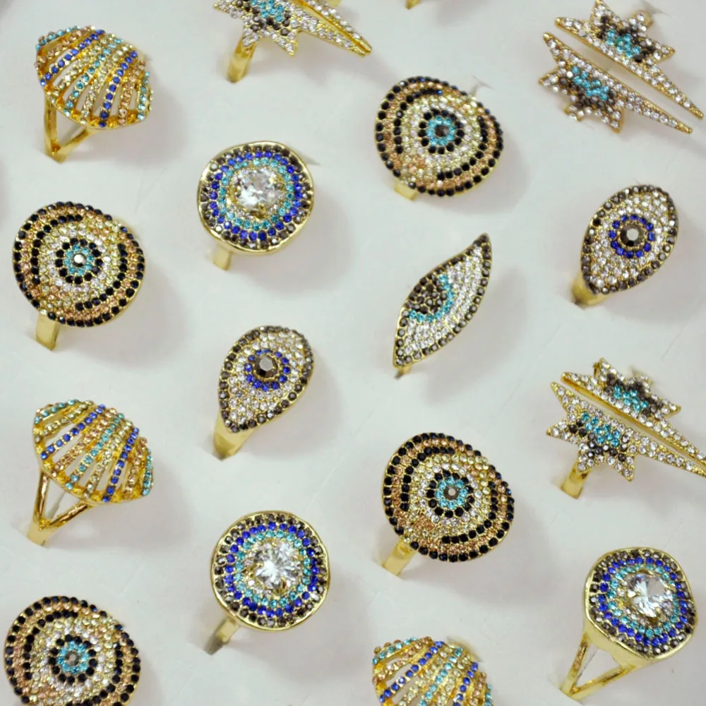 

5Pcs Hotsale Vintage Gold Color Rings lots for Women Female anel Crystals Jewelry top quality Free Shipping LR4043
