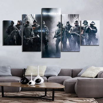 

Hd Print Modular Poster Canvas Painting 5 Panel Rainbow Six Siege Soldiers Wall Art Home Decoration Modern Picture For Boy Room