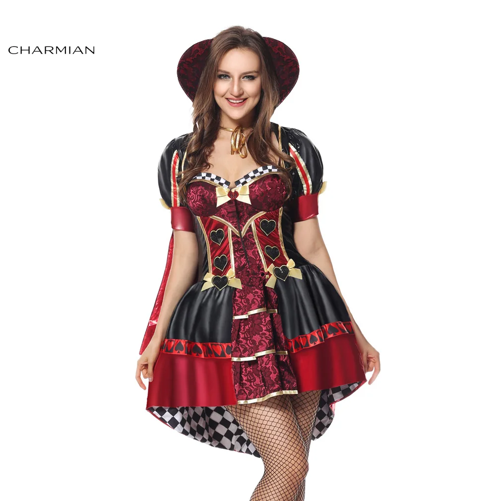 charmian halloween costume for women wonderland red queen of hearts carnival party fantasias cosplay costume with - Cheap Halloween Dresses charmian halloween costume for women wonderland red queen of hearts carnival party fantasias cosplay costume with - Cheap Halloween Dresses