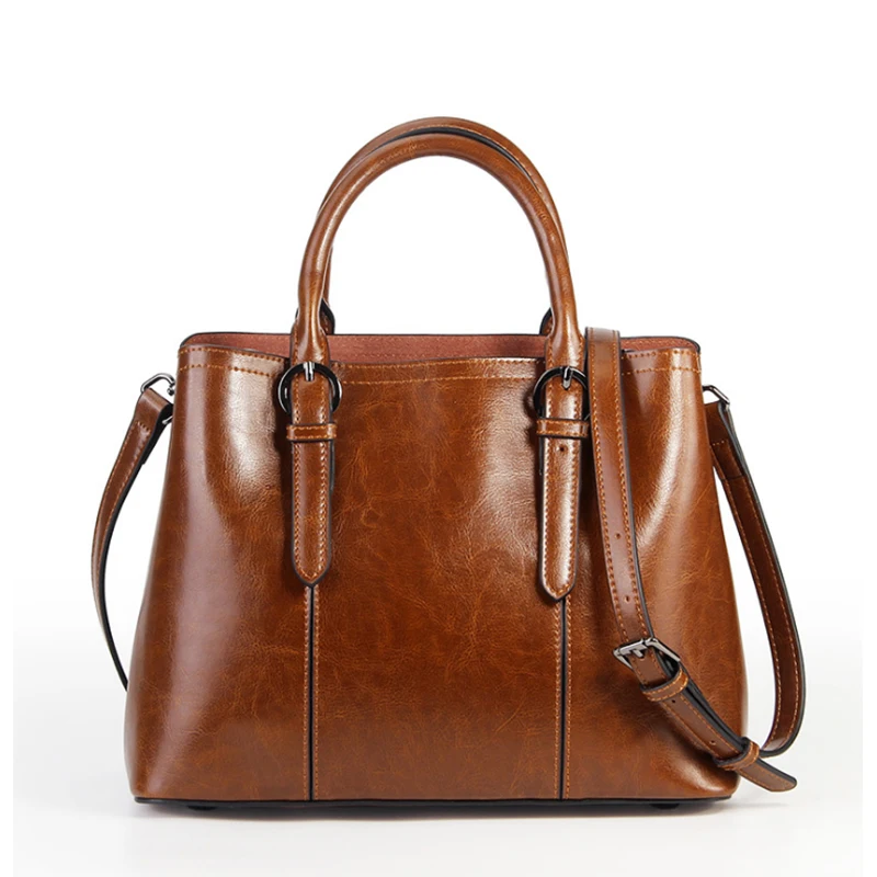 

Genuine Leather Handbags For Women Luxury Female Crossbody Bags Designer High Quality Oil Wax Leather Ladies shoulder Bags
