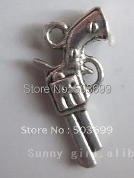 

free shipping 450pcs tiebt silver gun charm 22x11mm