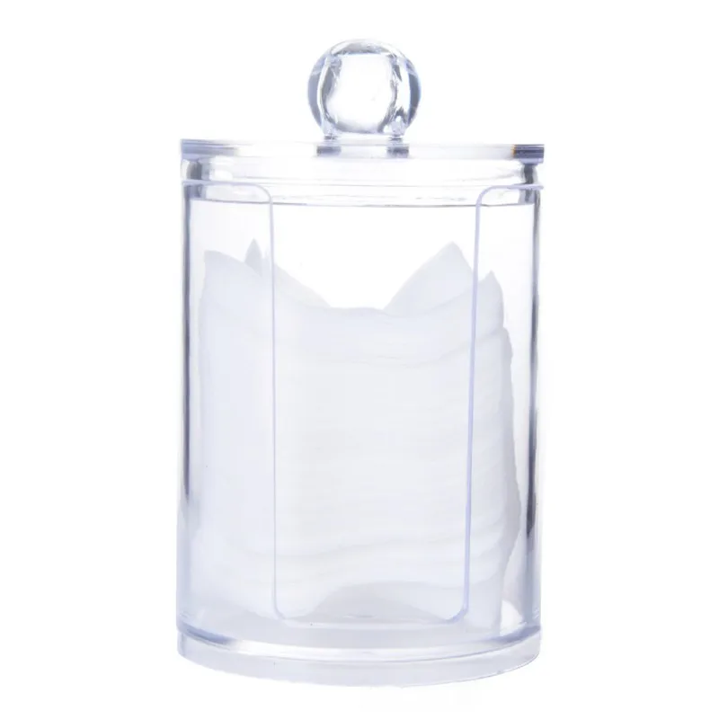 Round Cotton Pad Storage Box Clear Acrylic Makeup Organizer Cotton Pads