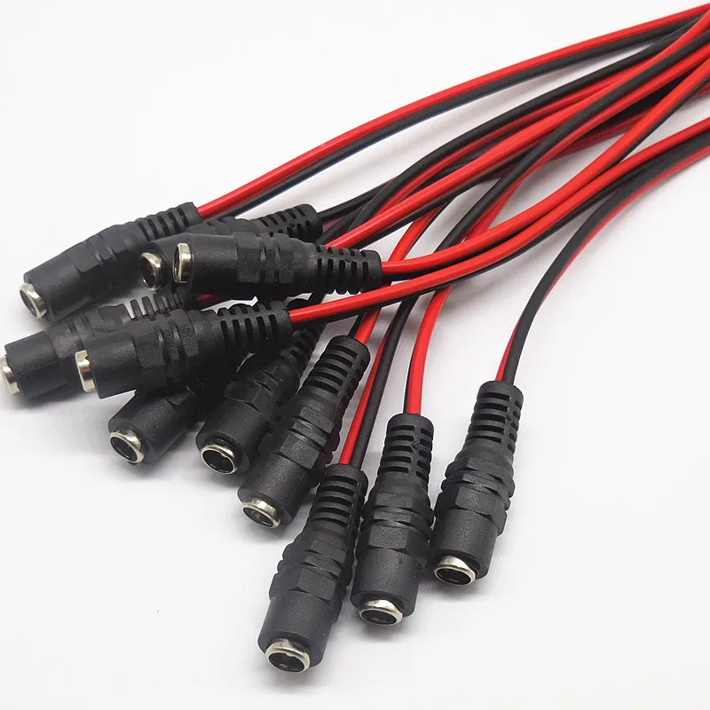 12V 5pcs Pure Copper Core DC Plug Red and Black Wire Monitoring Use