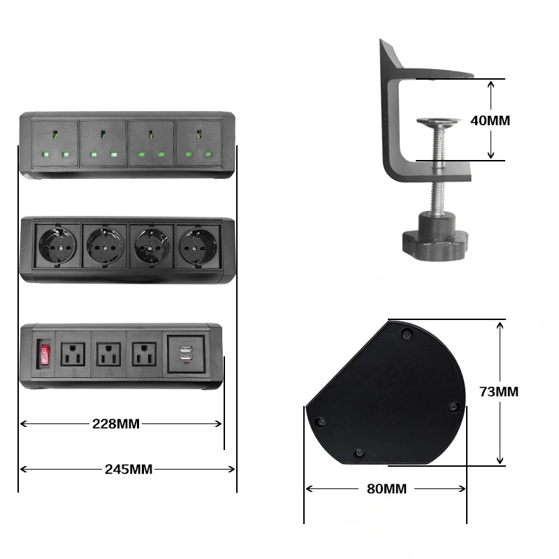 Европейский Набор розеток с кронштейном и 1,5 м штекерным шнуром, 3 м бумажная наклейка, удобное использование для офисного конференц-стола