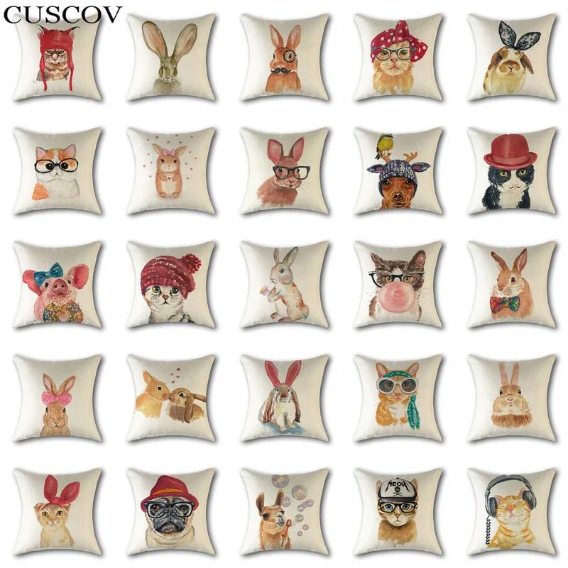 لطيف الحيوان المخدة كنبة مكتب المنزل الديكور مسند لمنطقة أسفل الظهر وسادة أربعة مواسم وسادة سيارة الخصر العجاف القط الكتان المخدة