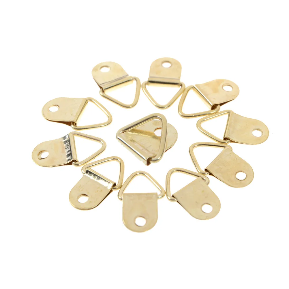 

JETTING 10-20Pcs Universal Strong Golden D Rings Decor Picture Frames Hanger Hooks Hanging Triangle Screws Helpers