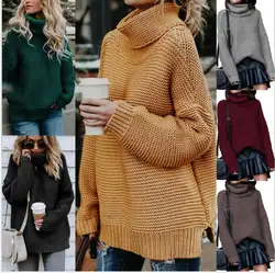 Omen водолазка зимний свитер Для женщин 2018 с длинным рукавом вязаный Для женщин свободные свитера и пуловеры женский Джемпер Tricot Топы