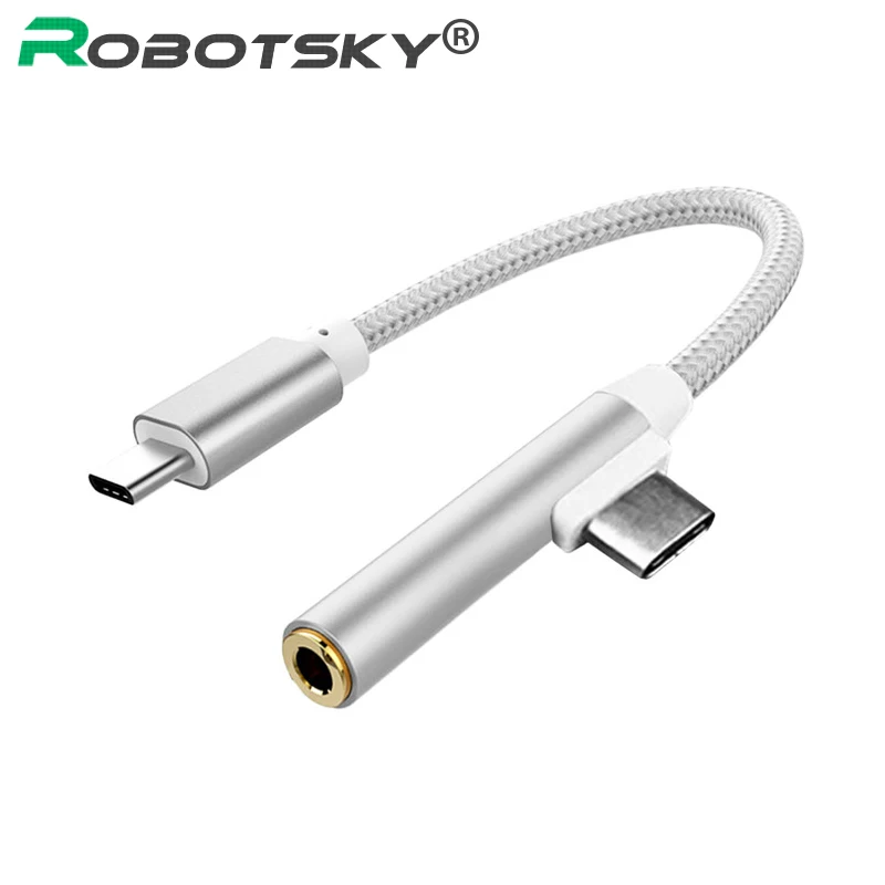 

Robotsky Type C Audio Charge Adapter Male to 3.5 Female Converter Cable Type-C AUX Cable for Letv 2 pro Max2 Xiaomi 6 Mix 2