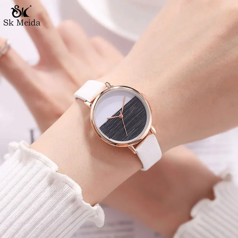 

New Ladies quartz watch splicing round watch Simple elegant relogio feminino Fashion Round Exquisite strap women watches SW-19