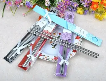 

new!!! free shipping 200 pairs/lot wedding gift souvenirs of stainless steel chopstick sets favors, party return gifts for guest