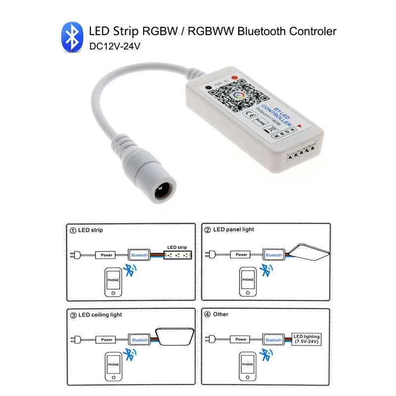 Мини светодиодный RGBW Bluetooth 4,0 контроллер для светодиодной ленты светильник DC 12-24 В мини беспроводной IOS/Android Bluetooth RGBWW светодиодный контроллер