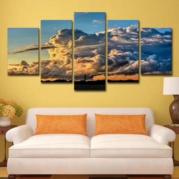 

Canvas Paintings Framework Living Room HD Prints Poster 5 Pieces Storm Rain Clouds Sunset Tornadoes Pictures Wall Art Home Decor